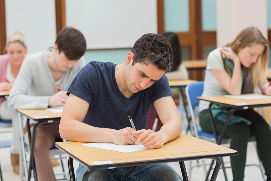 Students taking a test in a classroom in Jacksonville